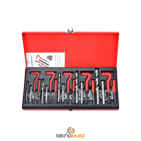 Helicoil Vida Diş Tamir Seti – 131 Parça M5 - M12 Arası Diş Onarım Kiti (Profesyonel Metal Kutu) | Hırdavat | TeknoMuaz