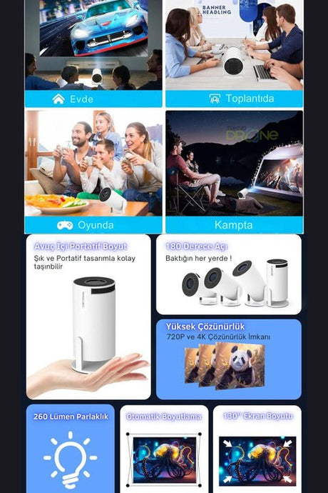 HY300 Bataryalı Android Projeksiyon ürünü - Drone kategorisi | Tekno Muaz