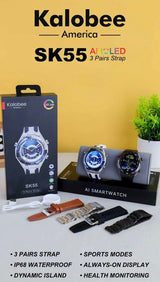 Kalobee SK55 AMOLED Akıllı Saat | 3 Kordon Seti + Waterproof Tasarım ürünü - Akıllı Saat kategorisi | Tekno Muaz