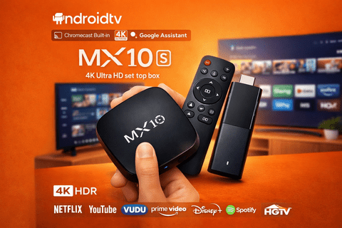 MX10S Android TV Box 4K Ultra HD – Android TV Smart Box, Chromecast Built - in, Google Assistant Destekli Medya Oynatıcı ürünü - kategorisi | Tekno Muaz