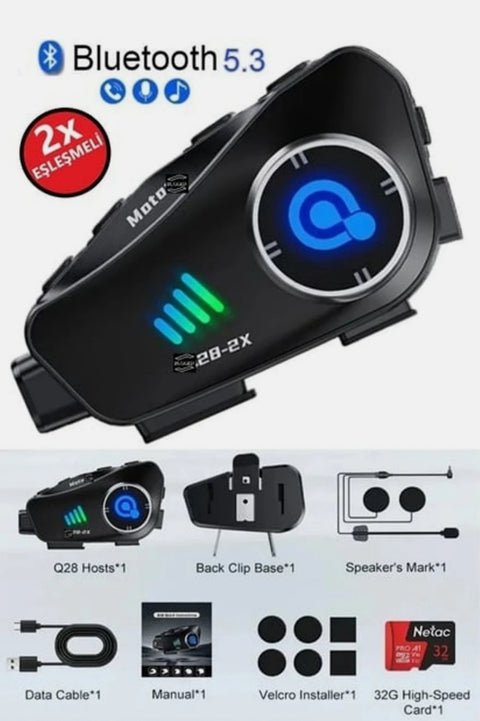 Q28 2X Motosiklet İnterkom (Çift Set) ürünü - Araç Ekipmanları kategorisi | Tekno Muaz