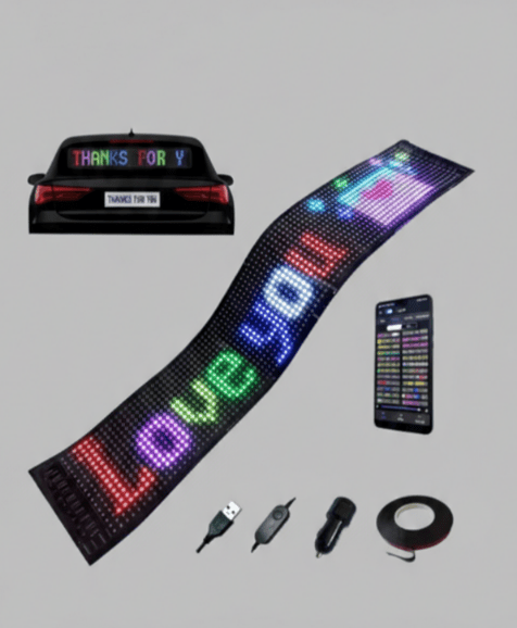 USB LED Pixel Tabela – Programlanabilir Kaydırmalı Yazı Paneli (Araba & Masaüstü) 60 cm ürünü - Aksesuar kategorisi | Tekno Muaz